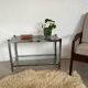 Table basse console verre et chrome vintage