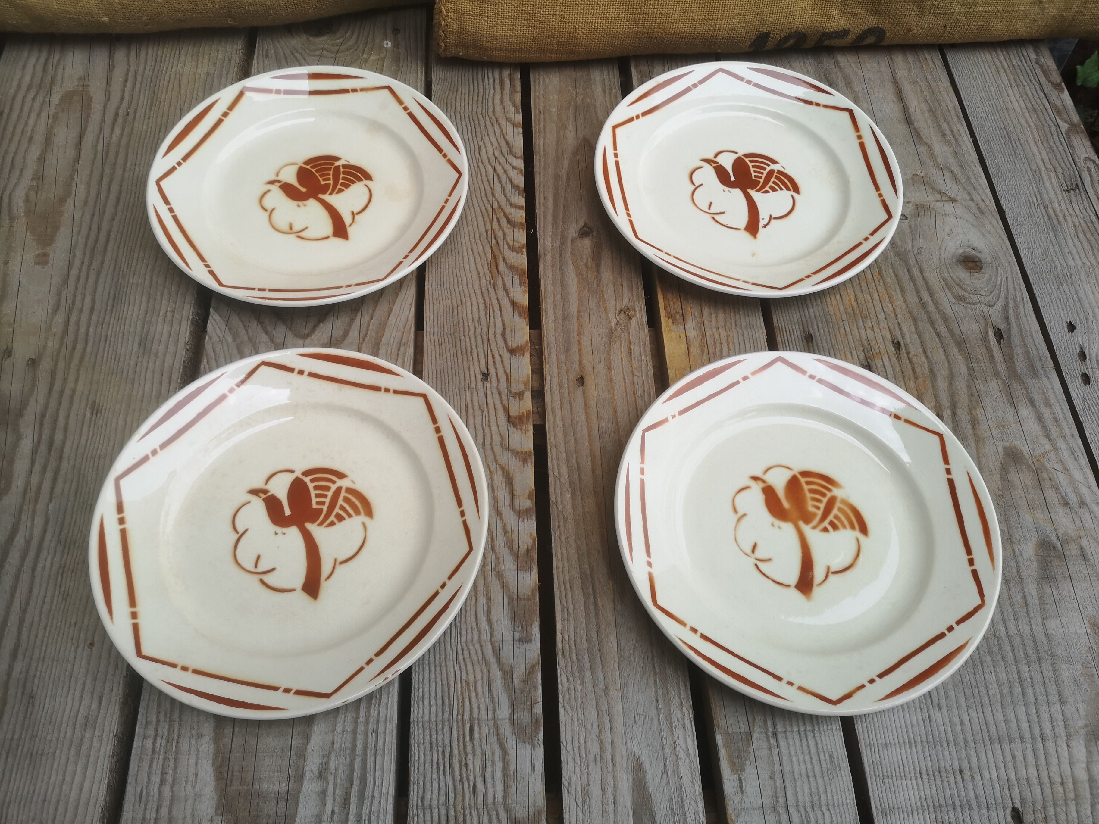 4 flat plates old ceramics from Badonviller collection paradis