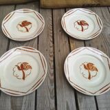 4 flat plates old ceramics from Badonviller collection paradis