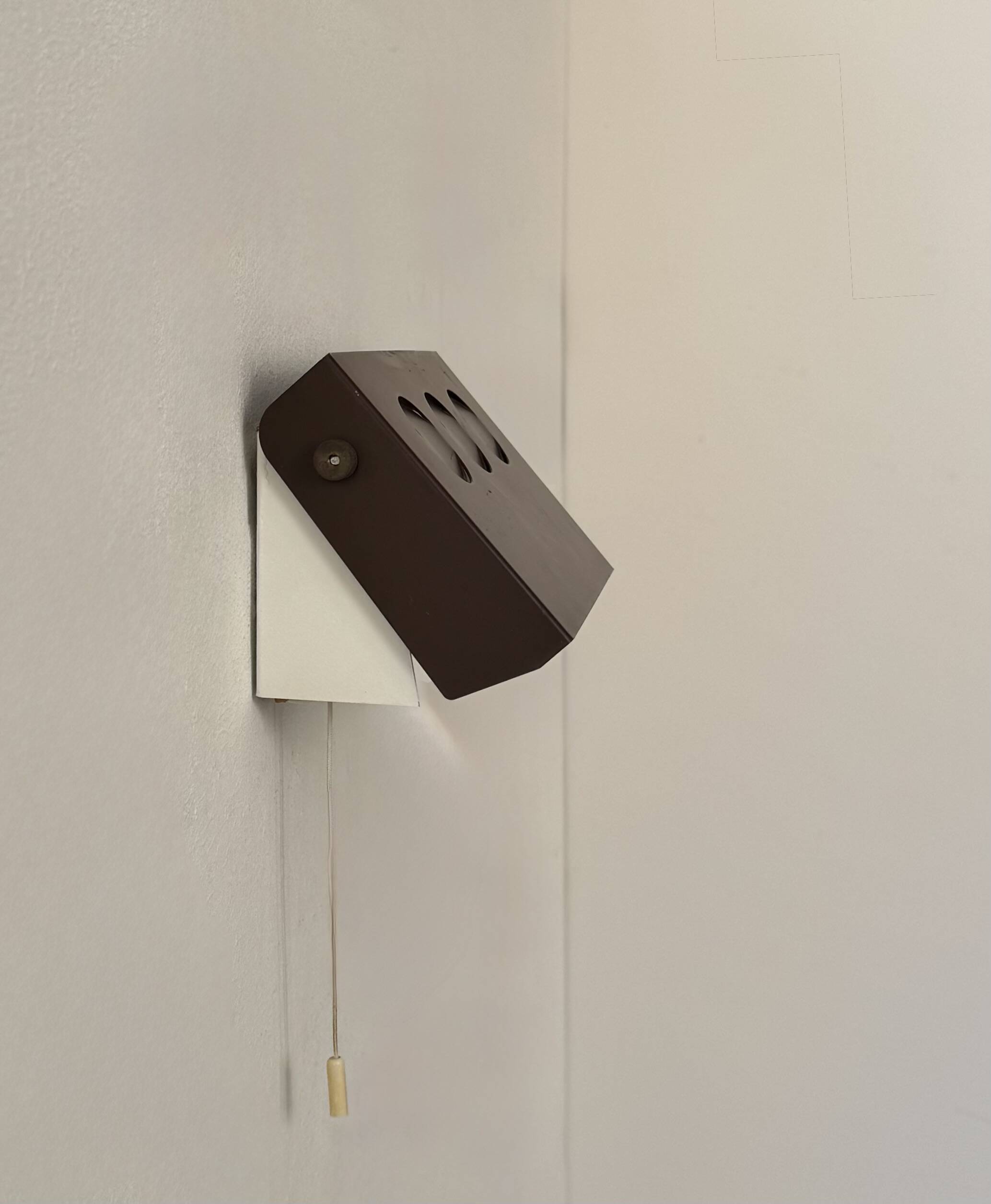 Vintage adjustable wall light, brown painted metal, Denmark, 1970
