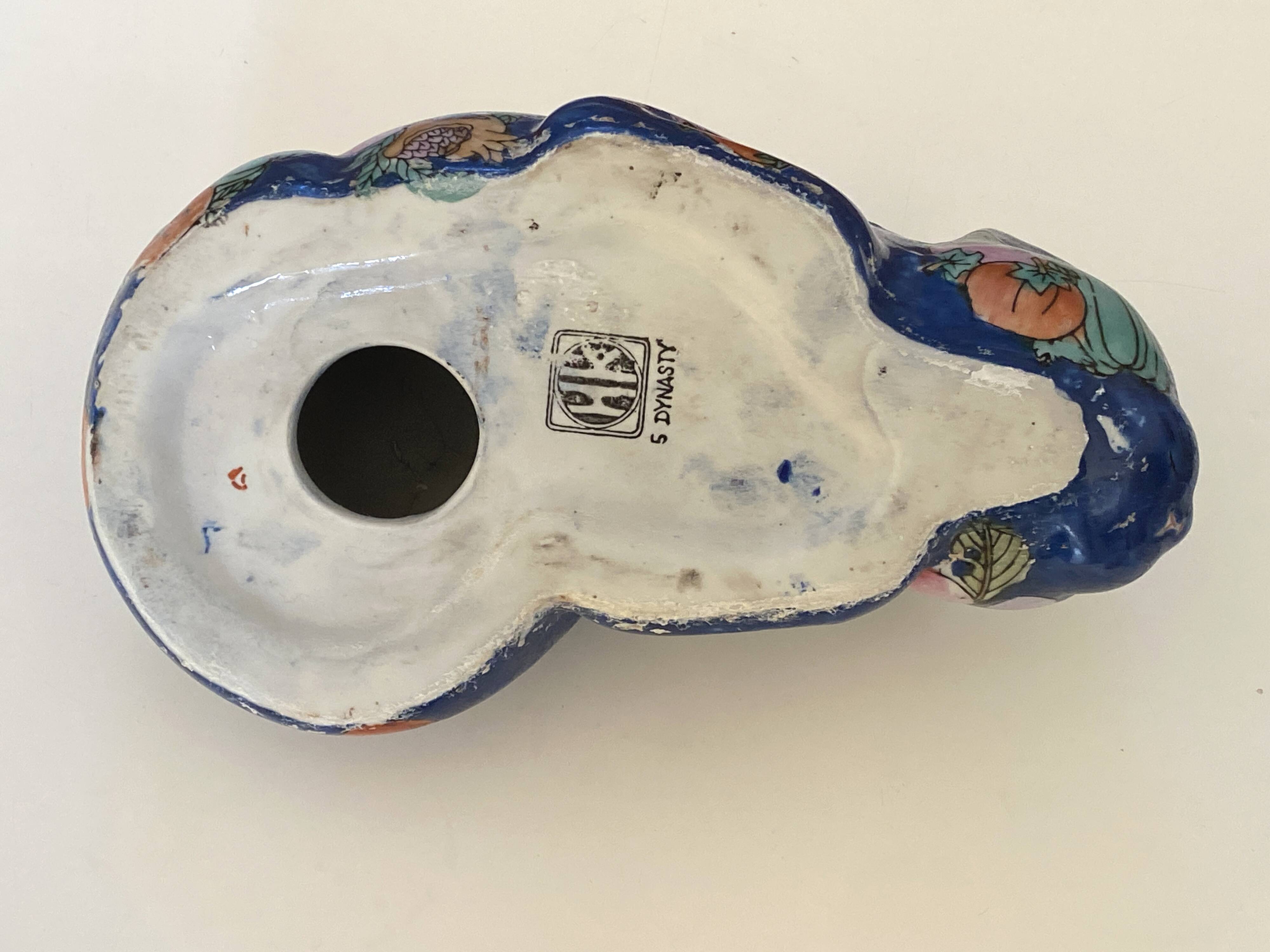 Vintage ceramic cat with fruit decoration