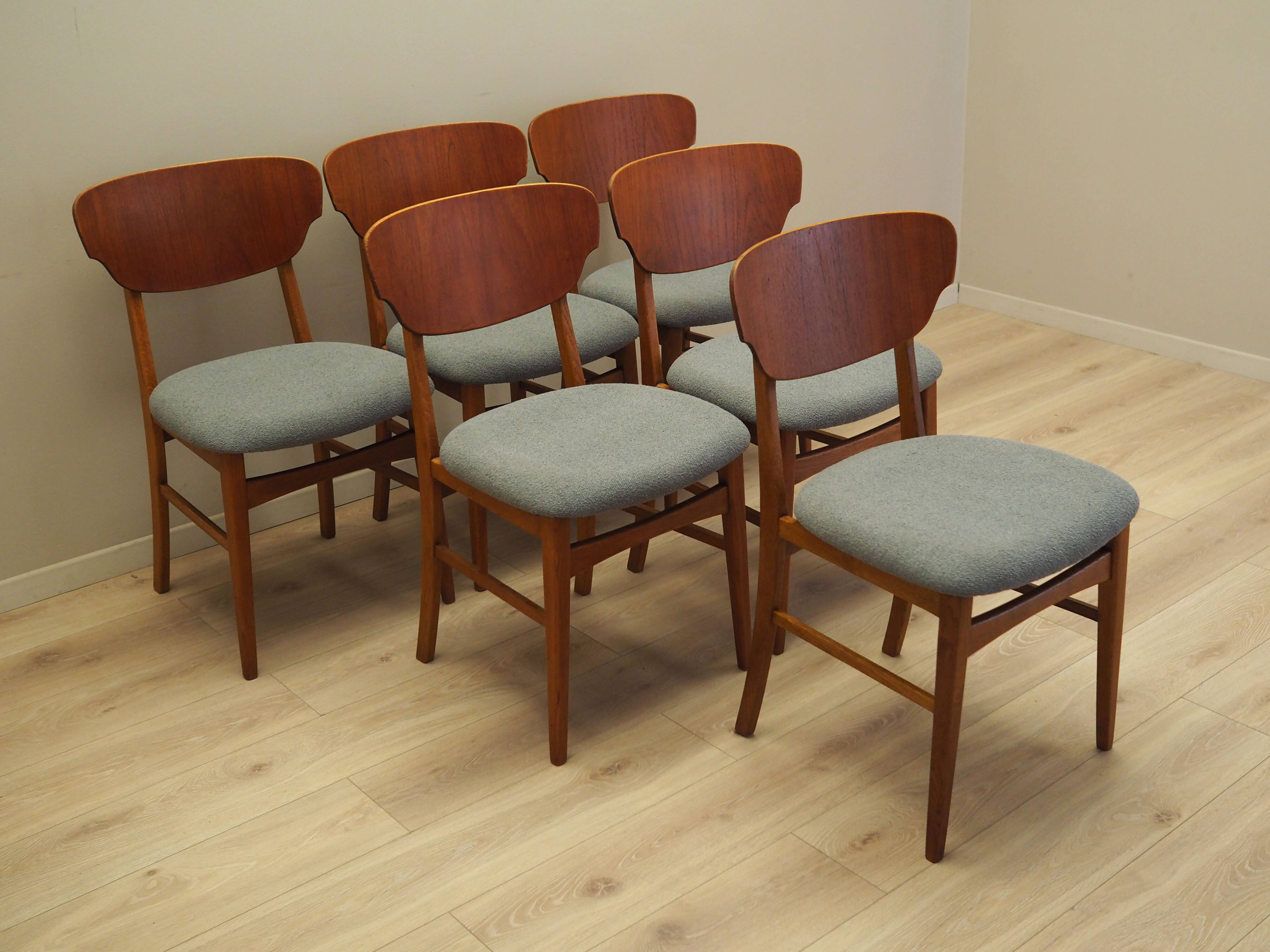 Set of six teak chairs, Danish design, 1970s, production: Denmark
