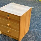 Commode table de chevet en bois massif avec 3 tiroirs