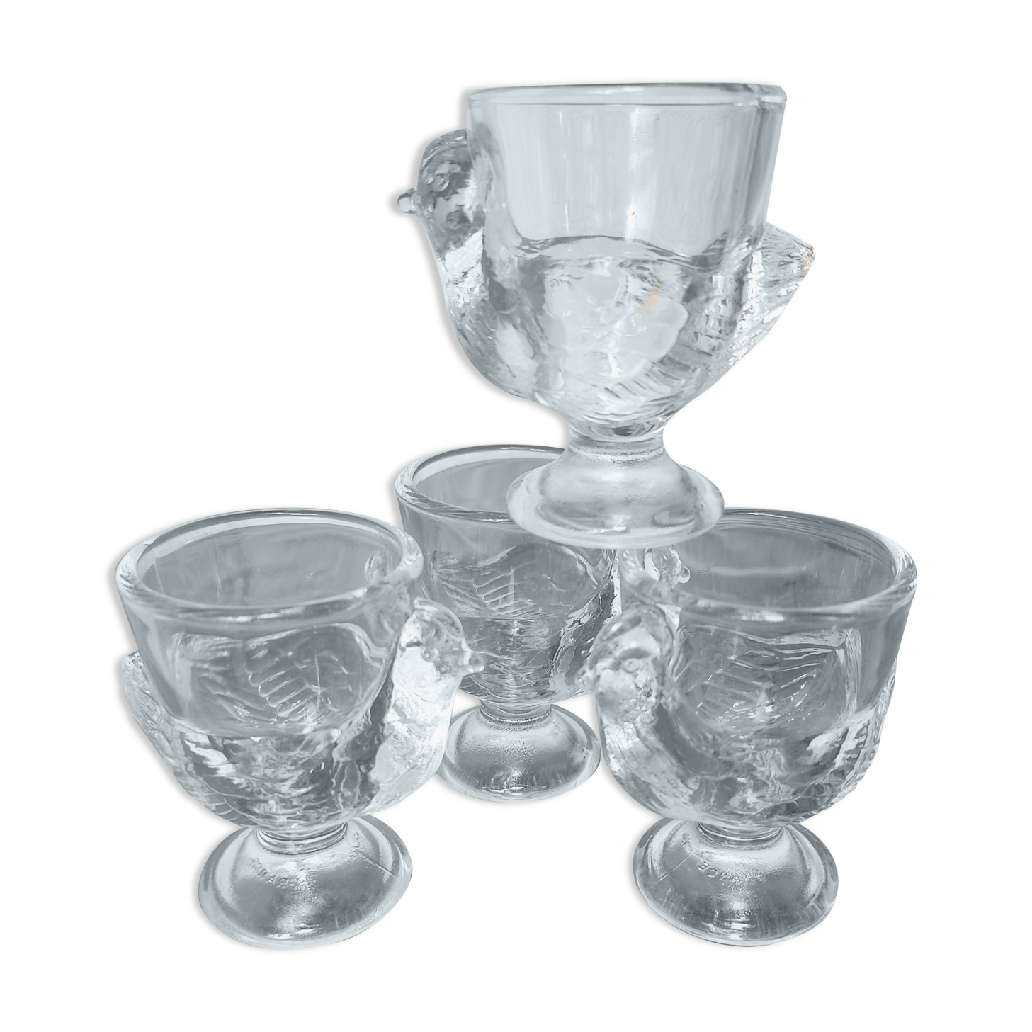 4 glass chicken shells