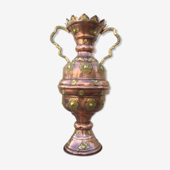 Red and yellow copper amphora oriental moorish art decoration