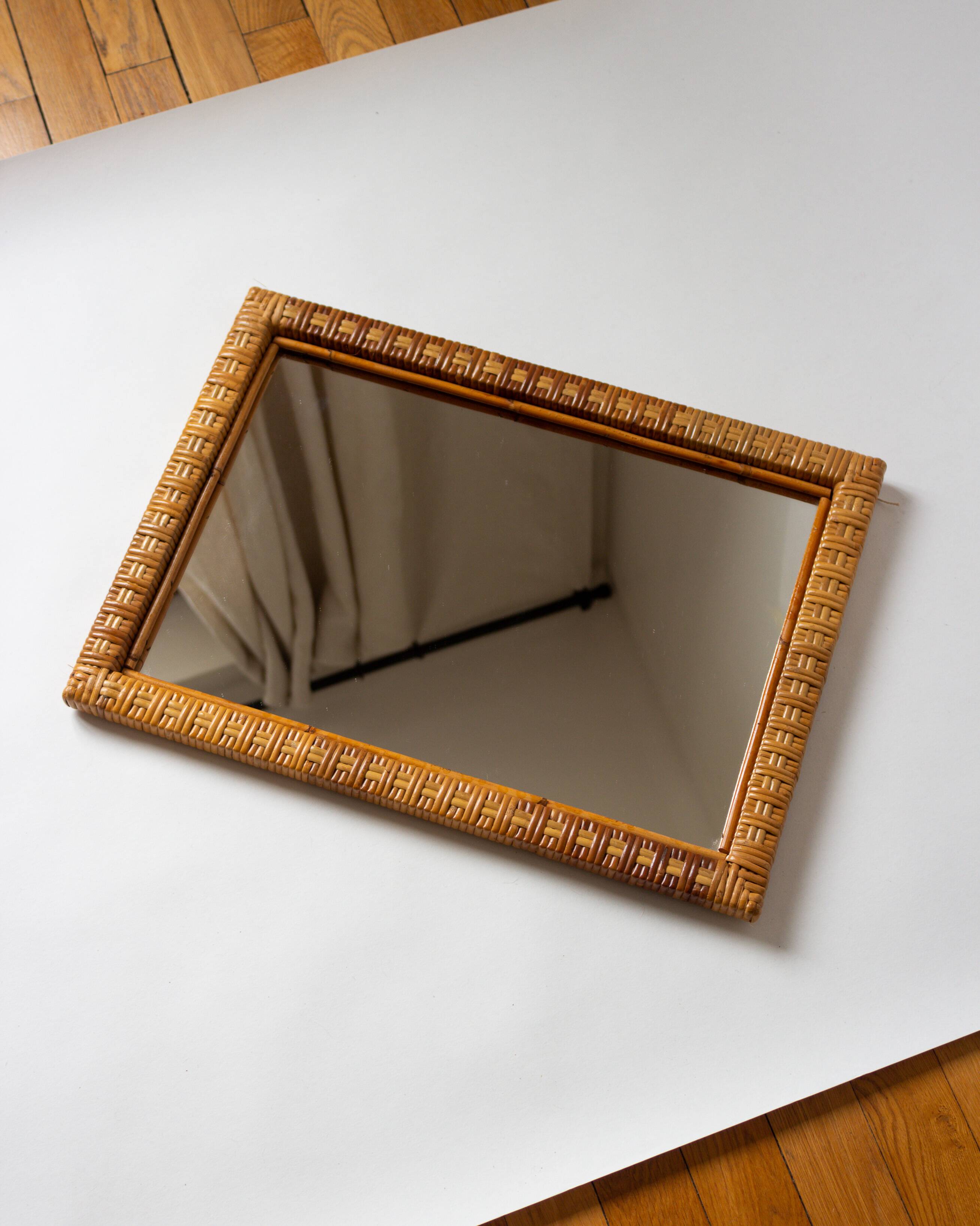 Rattan mirror, 1970s
