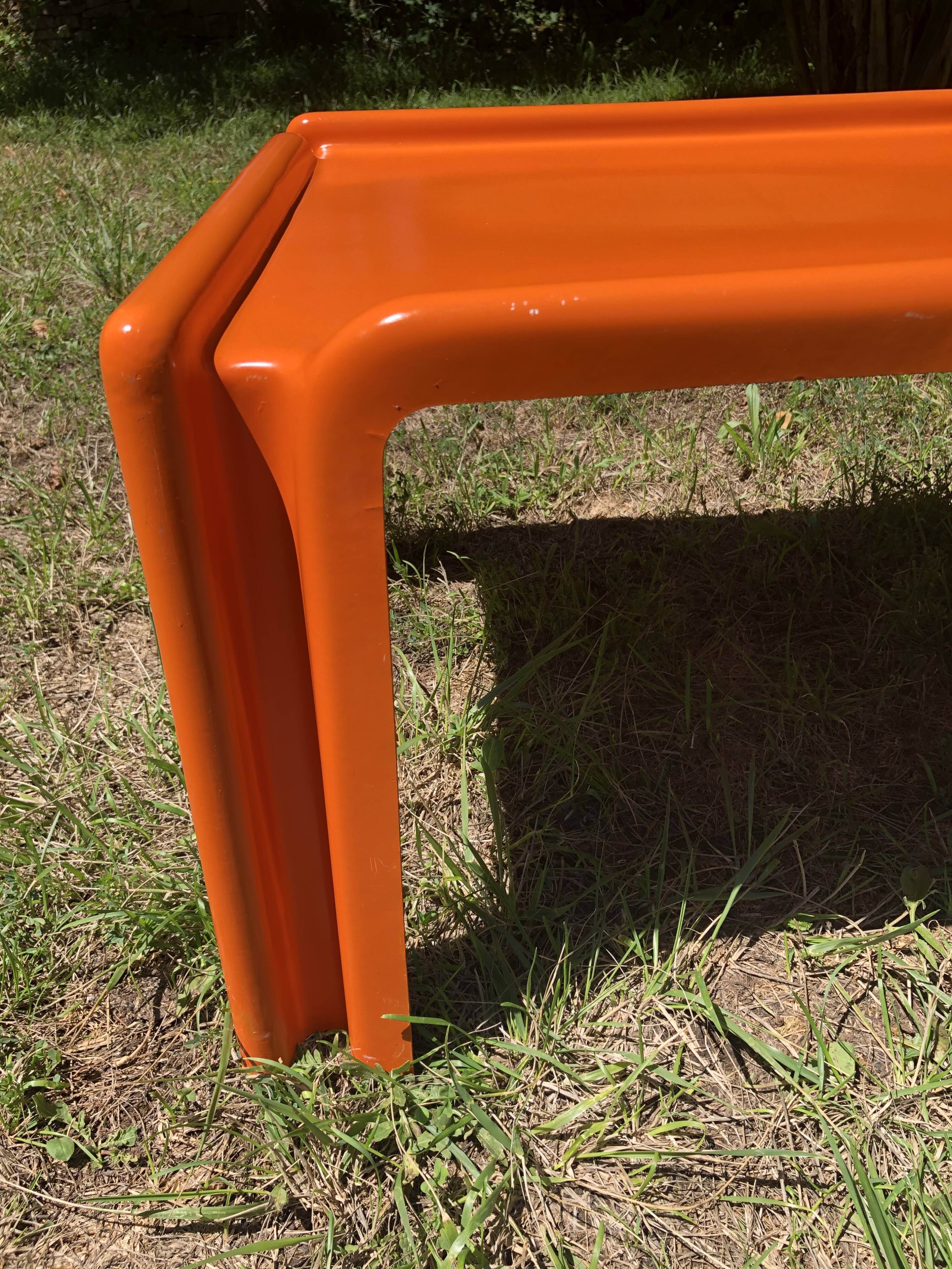 Orange fiberglass coffee table
