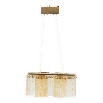 Plafonnier Orrefors en verre et laiton, Suède, 1960
