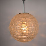 Mid Century frosted Murano glass globe pendant light by Doria Leuchten