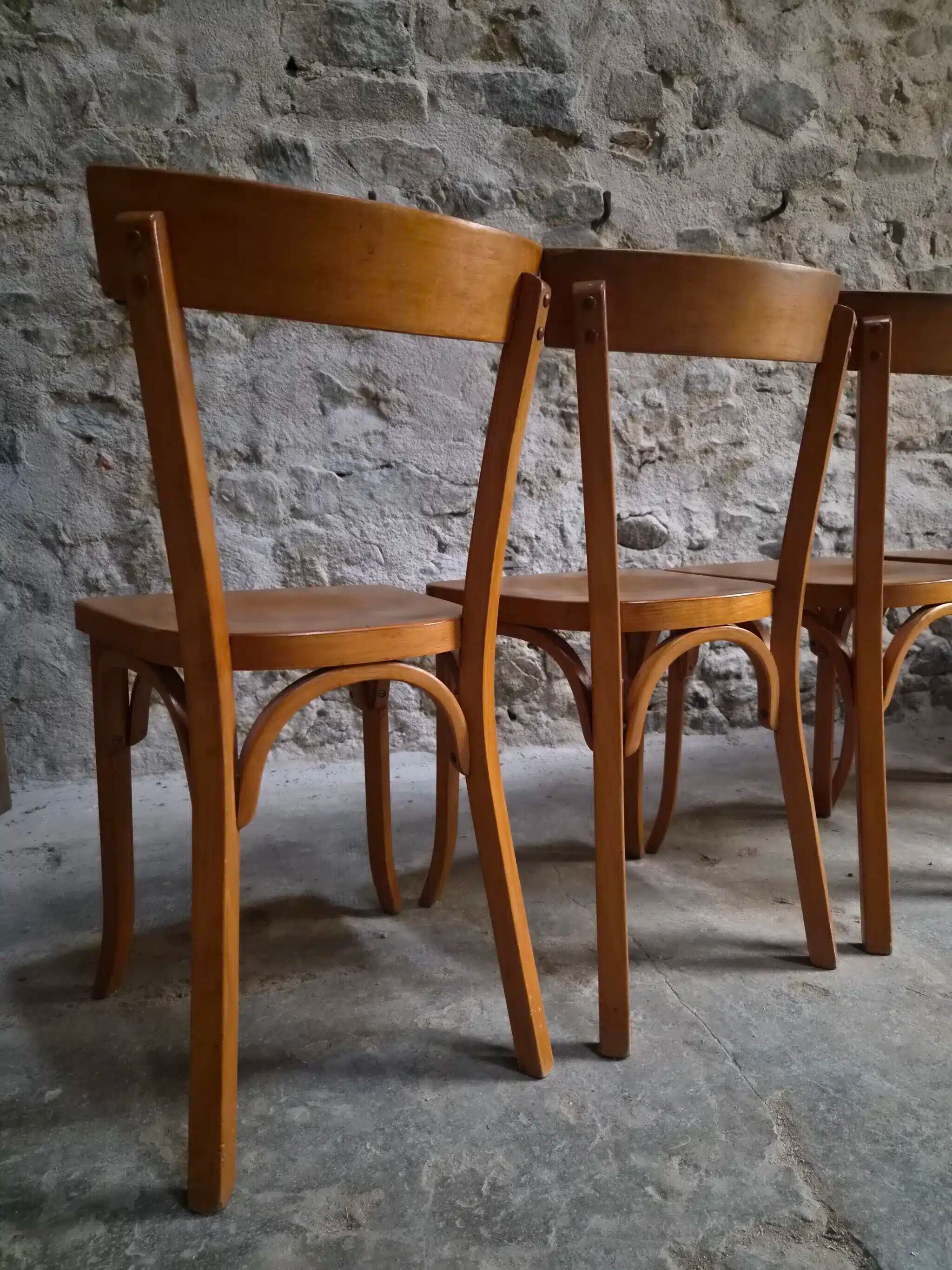 Set of six Baumann bistro chairs, France, 1950s