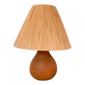 Lampe en bois et raphia