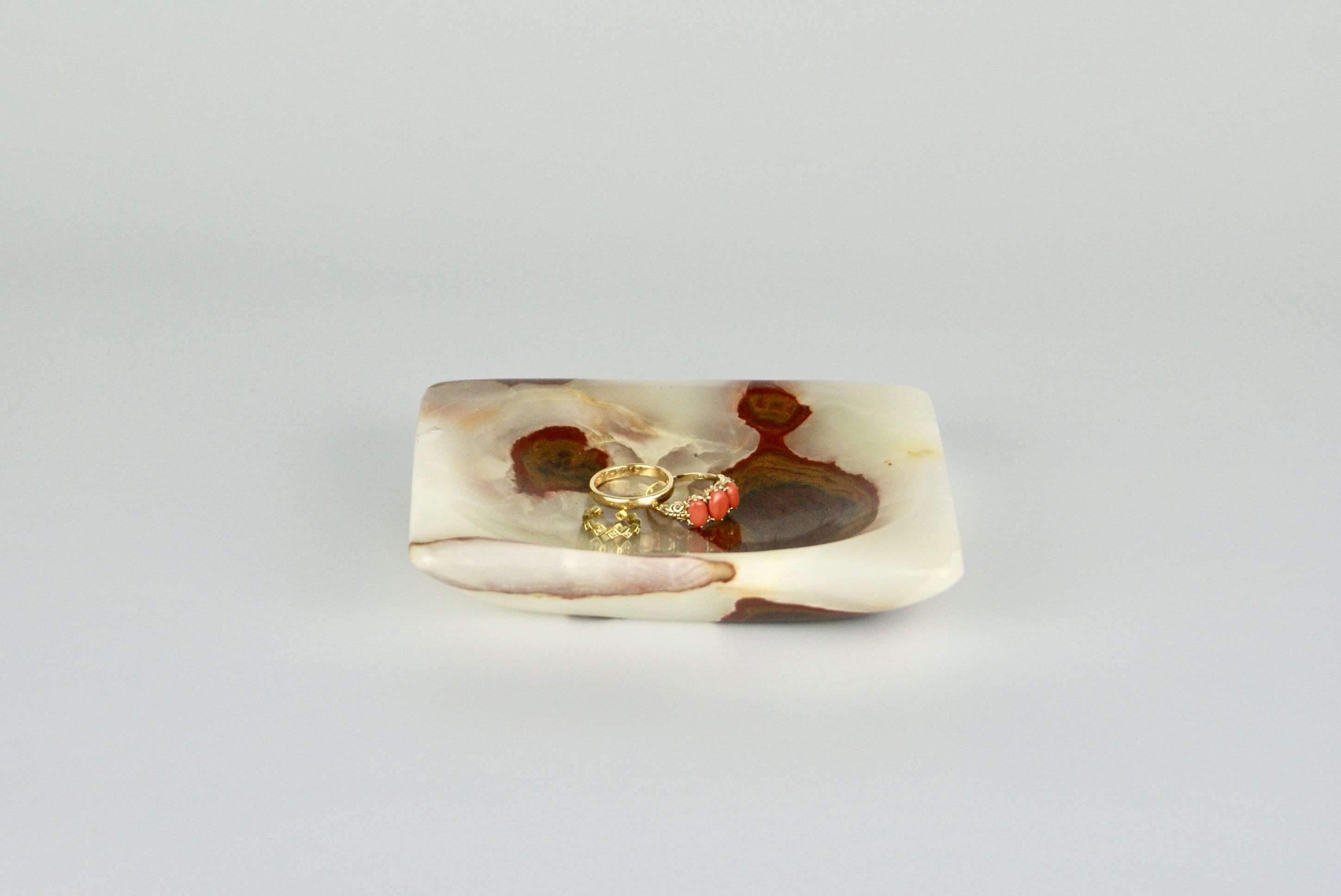 Pink onyx smooth trinket dish