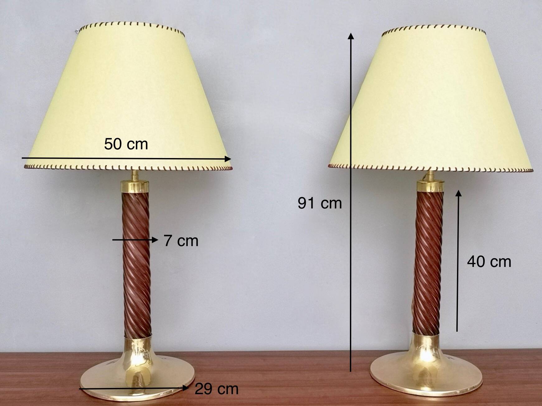 Burgundy Plexiglass and Brass Table Lamps by F. Loffredo, Italy 1980s