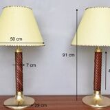 Burgundy Plexiglass and Brass Table Lamps by F. Loffredo, Italy 1980s