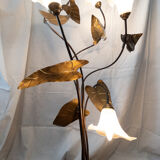 Golden brass floral floor lamp