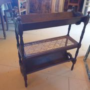 Magazine/book rack in oak with a caned top - early 20th century