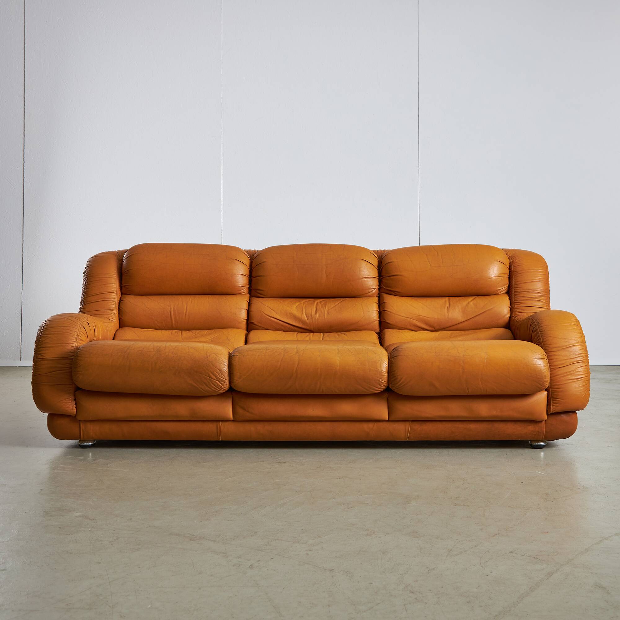 Light Warm Brown Leather Sofa Set