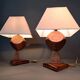 Paire de lampes 1940 en acajou massif et filets de citronnier.