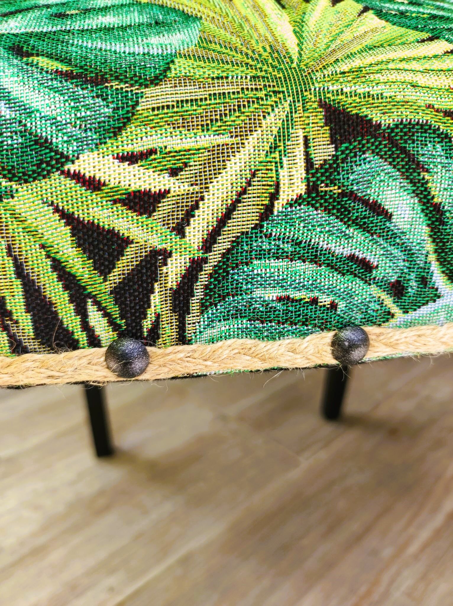 Bridge fabric leaves and black wood