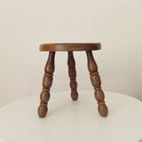 Vintage turned wood tripod stool