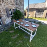 Wooden farmhouse table