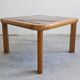 Brutalist coffee table in solid oak with a Rosso Luana marble top.