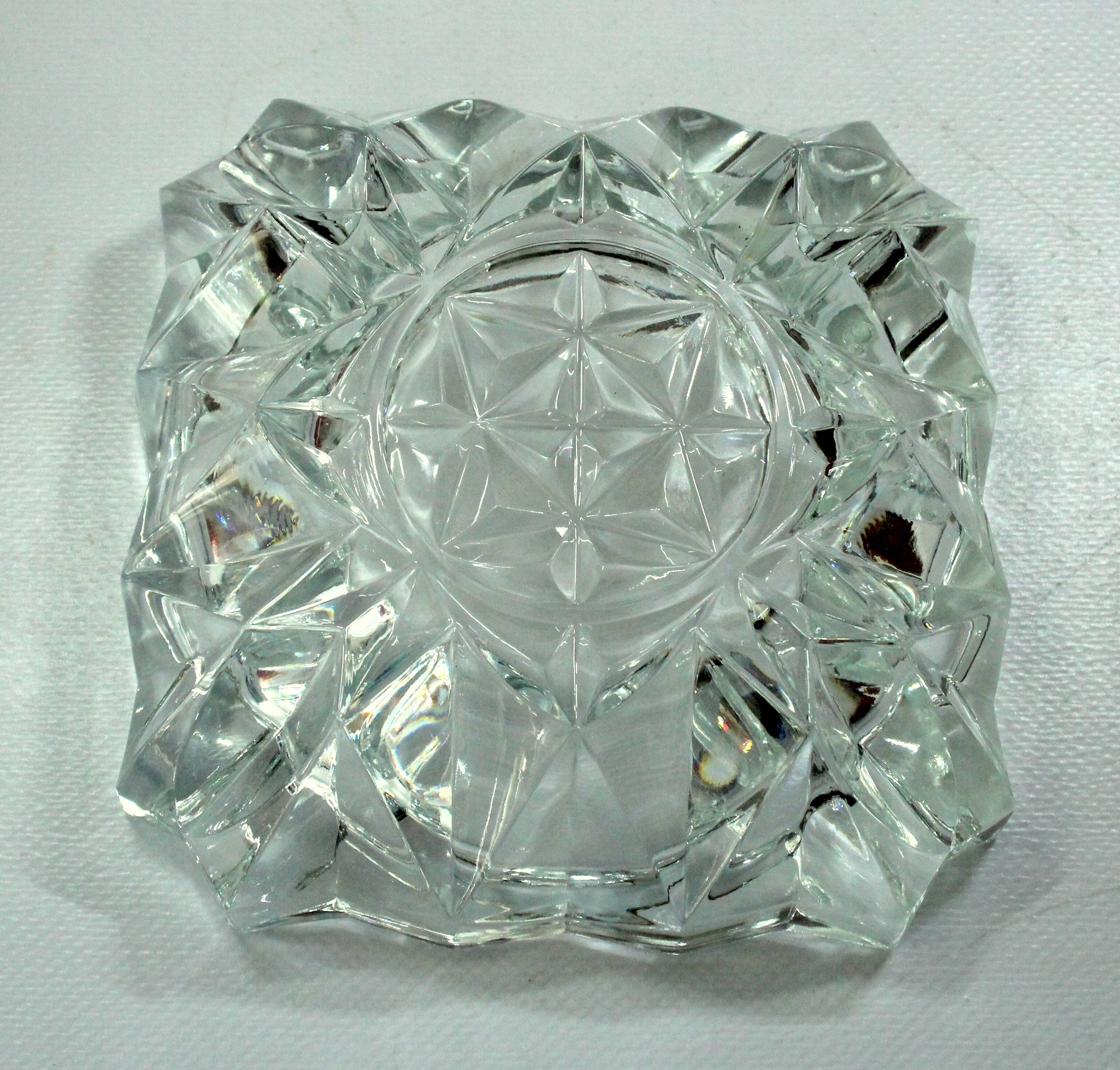 Lead crystal glass ashtray