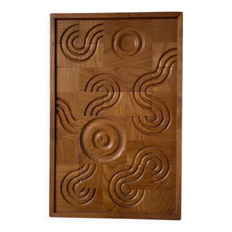 Bas relief cadre bois sculpté