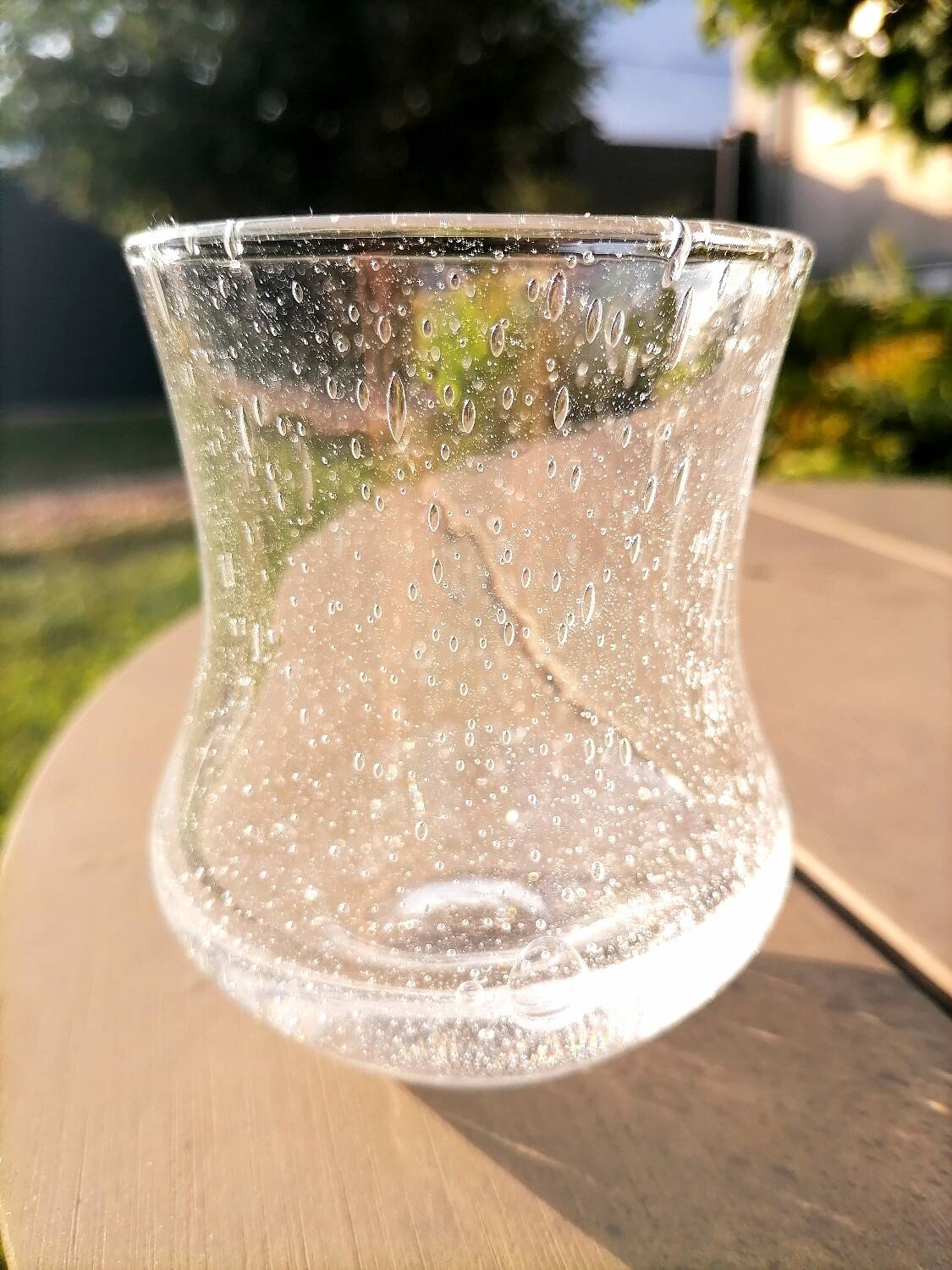 6 bubbled water glasses White Roman Goblet Biot Glassware