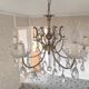 Vintage brass and crystal pendant chandelier with 6 lights