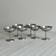 6 small stainless steel dessert bowls on stands