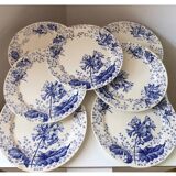 Assiette terre de fer Creil et Montereau décor primevère XIX