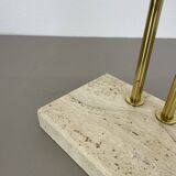 Modernist Travertine and Brass Table Light by Hillebrand Leuchten, Germany, 1980