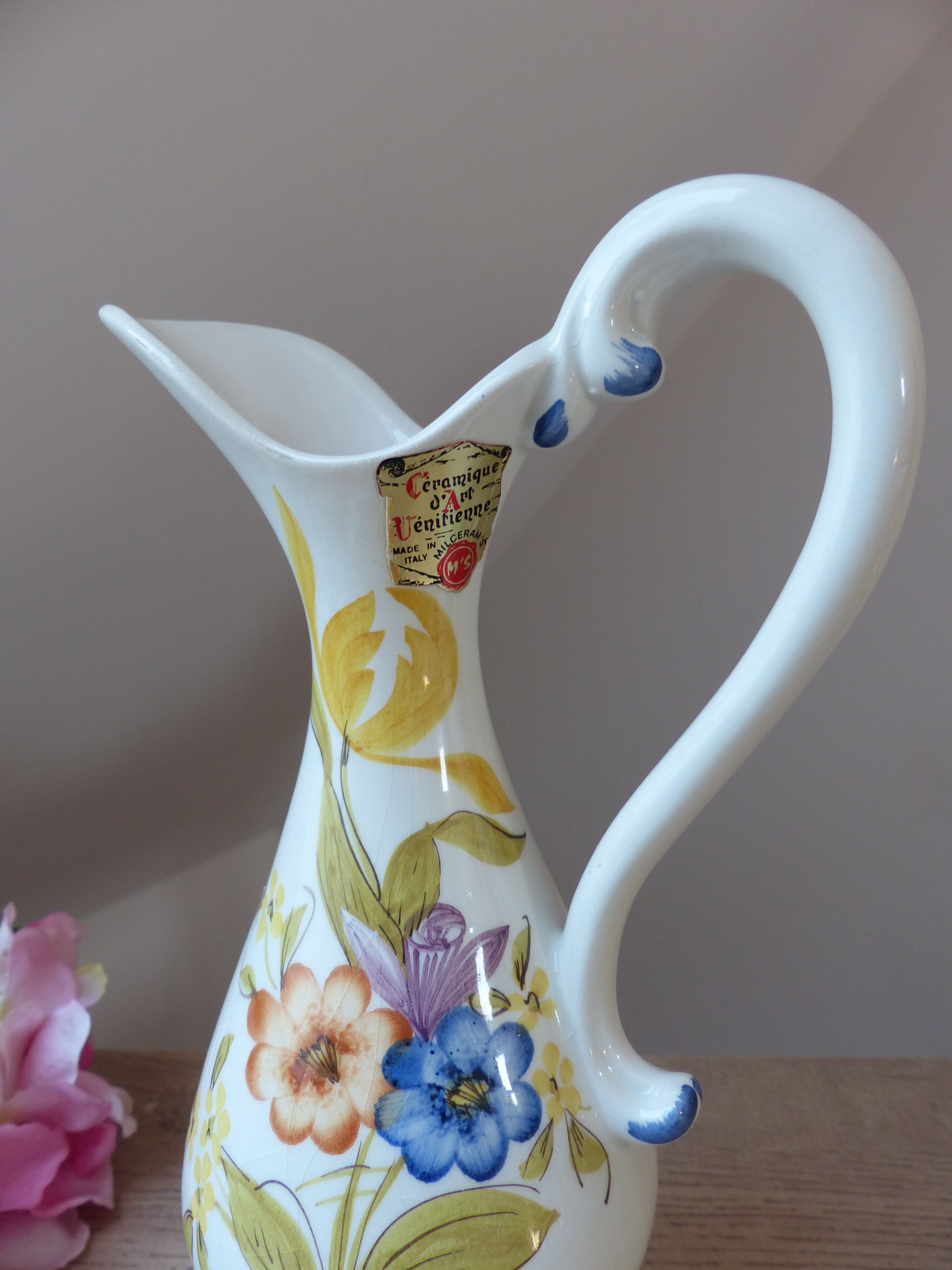 Vintage Pichet Aiguière en Céramique Vénitienne d'art (Milceram's)