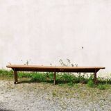 Authentic vintage farmhouse bench in varnished wood