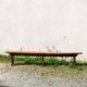 Banc de ferme authentique vintage en bois verni