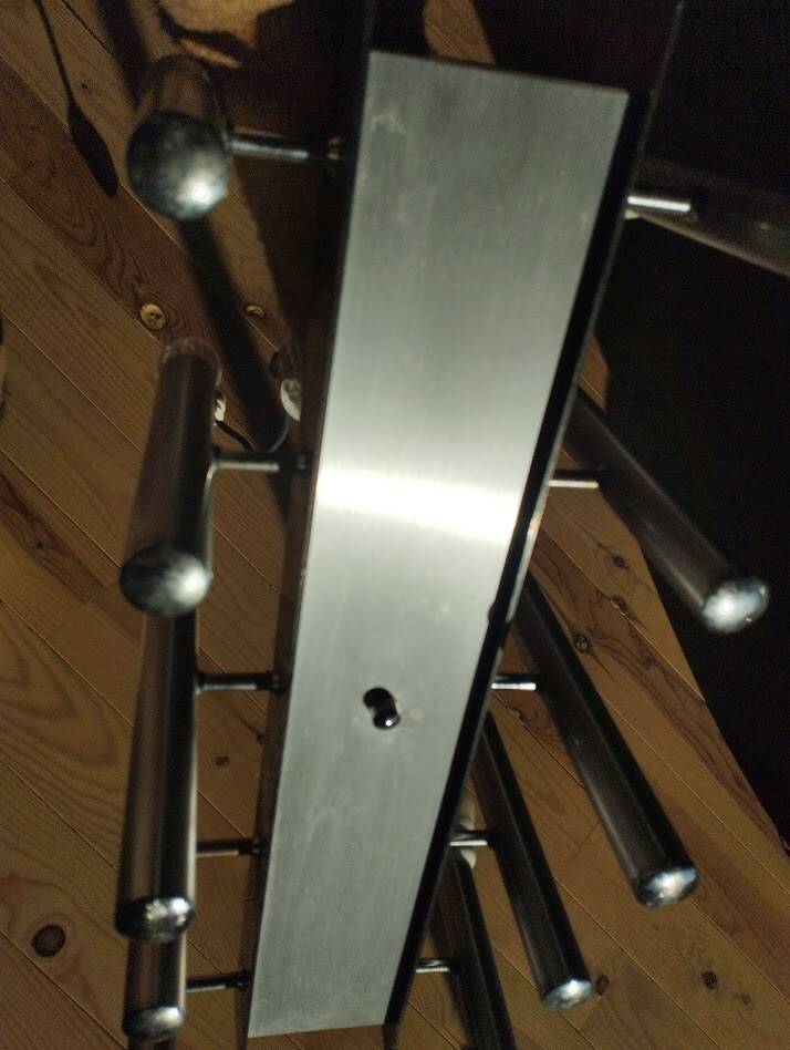 Sculptural vintage 70s chandelier – metal & aluminium – 55 × 26 cm