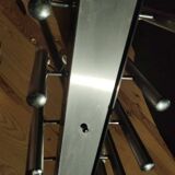 Sculptural vintage 70s chandelier – metal & aluminium – 55 × 26 cm