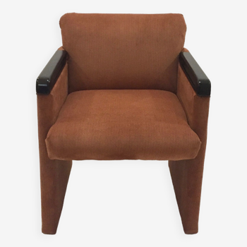 Fauteuil velours terracotta