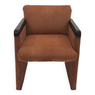 Terracotta velvet armchair