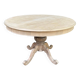 Extendable round dining table with central art deco leg, renovated in raw wood