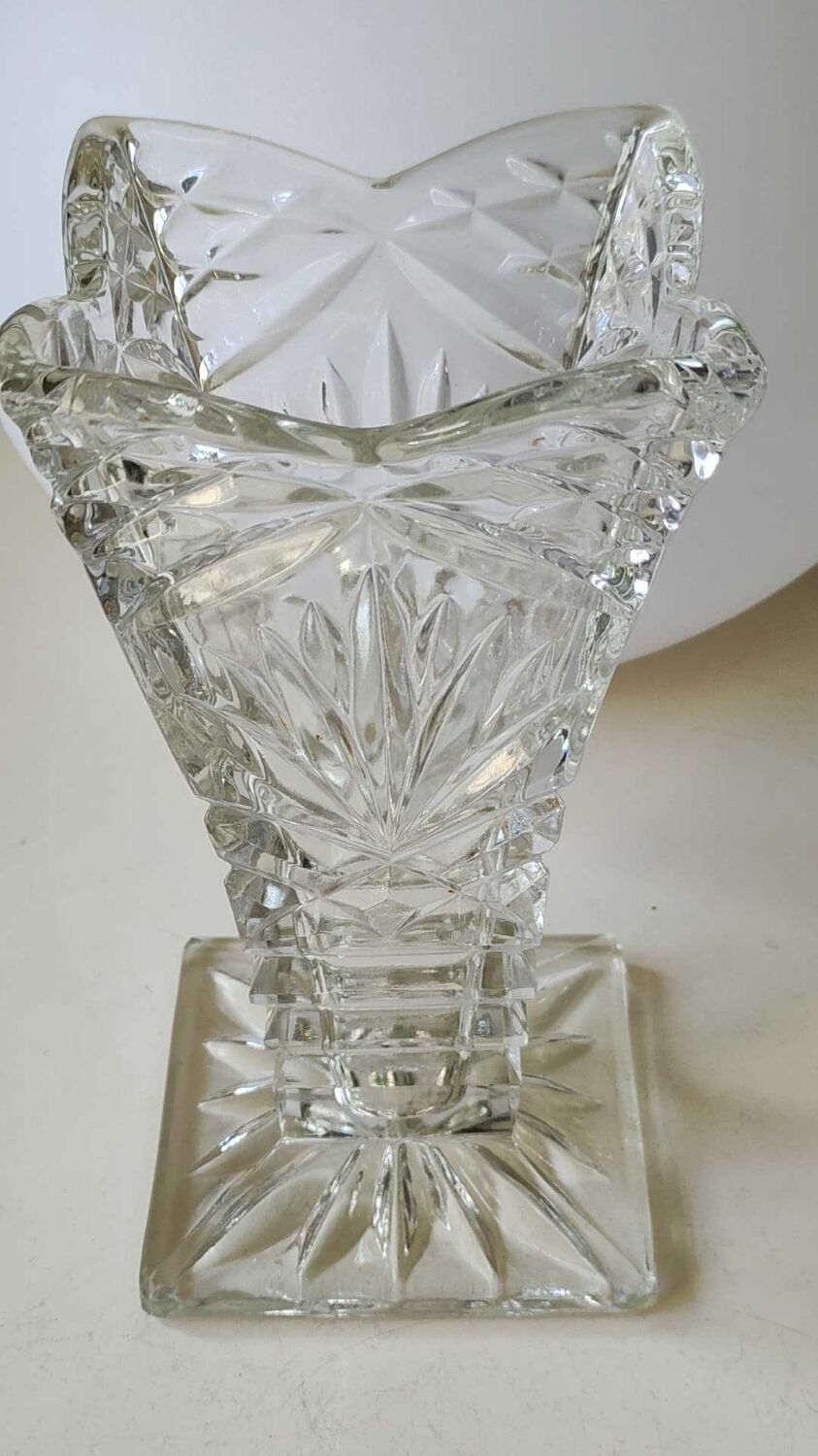 Pair of Czech Boho Art Deco vase, Bohemian crystal. Design and refined