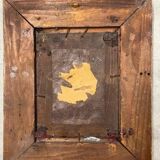 Peinture encadrée du XVIIIe siècle représentant un couple partageant un verre