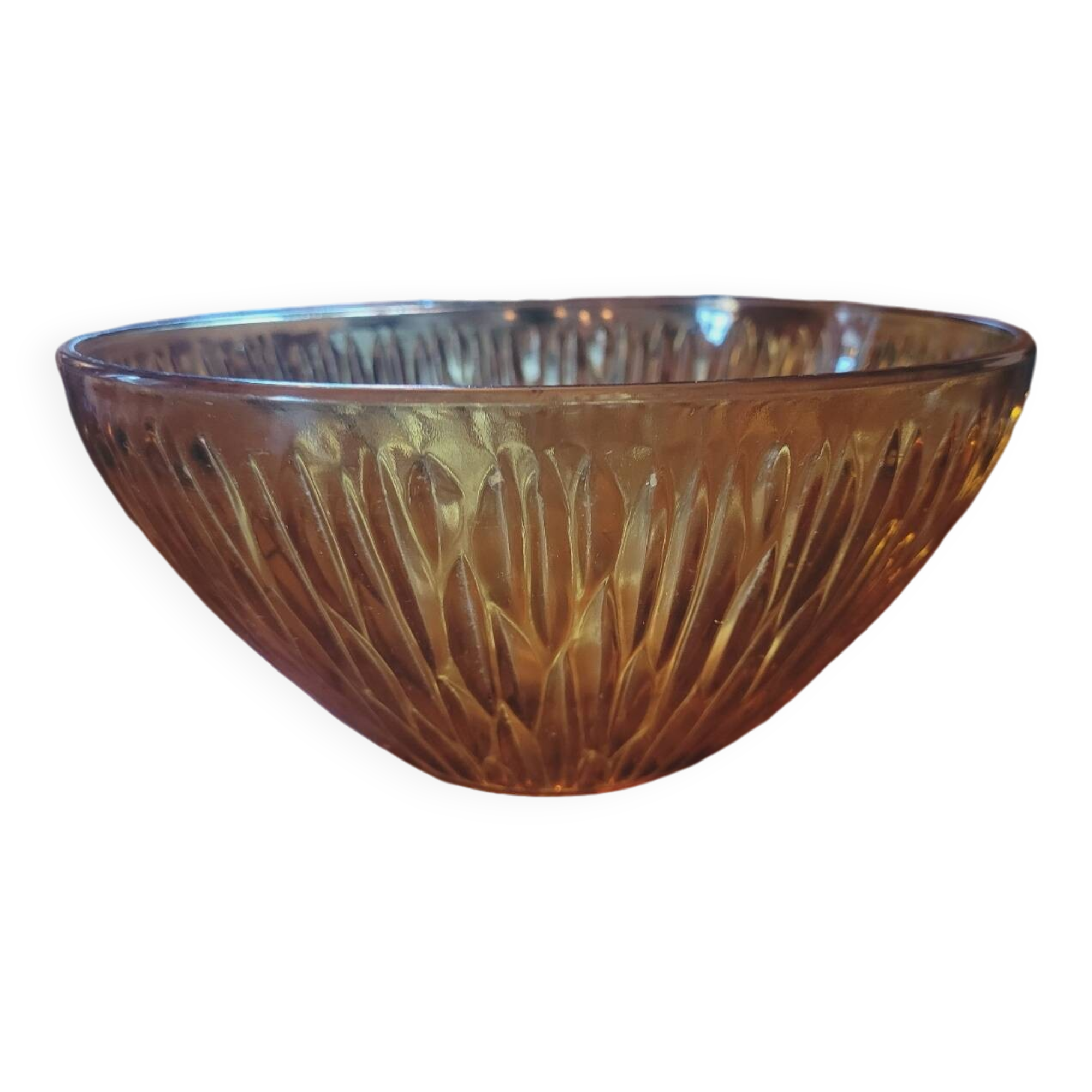 Saladier verre ambré 70's