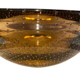 Smoked glass cup with decoration of bubbles arranged in a spiral. Probably from the 60s/80s.