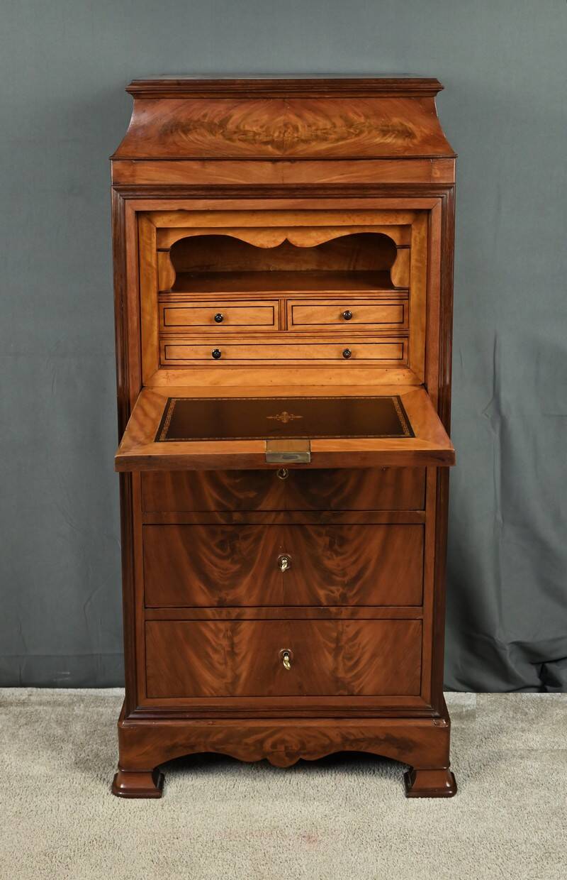 Small Secretary/Chiffonier in Mahogany Burl and Lemonwood – 1900