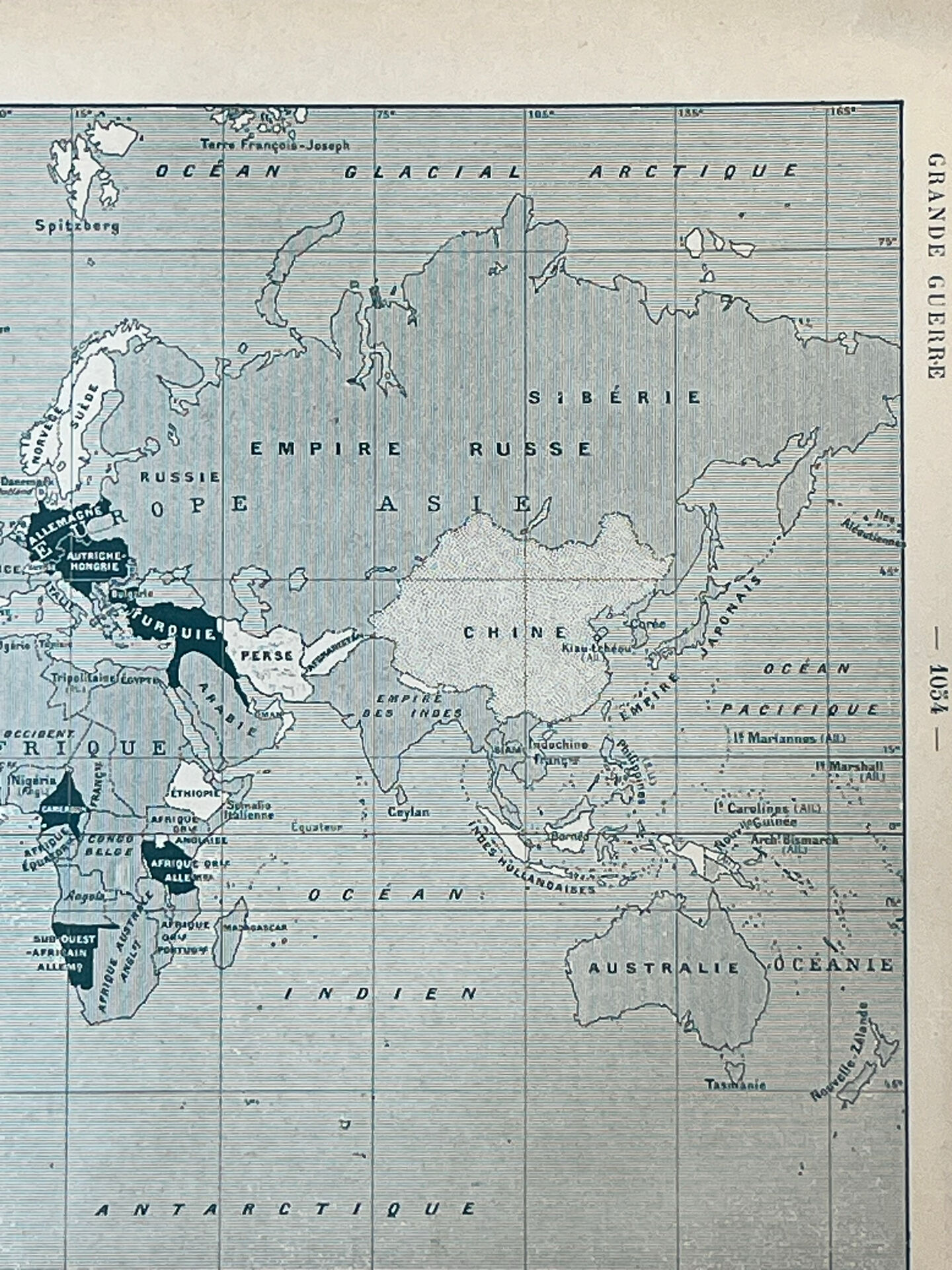 Set of 2 "Great War" maps - Europe and World Map 18x29cm