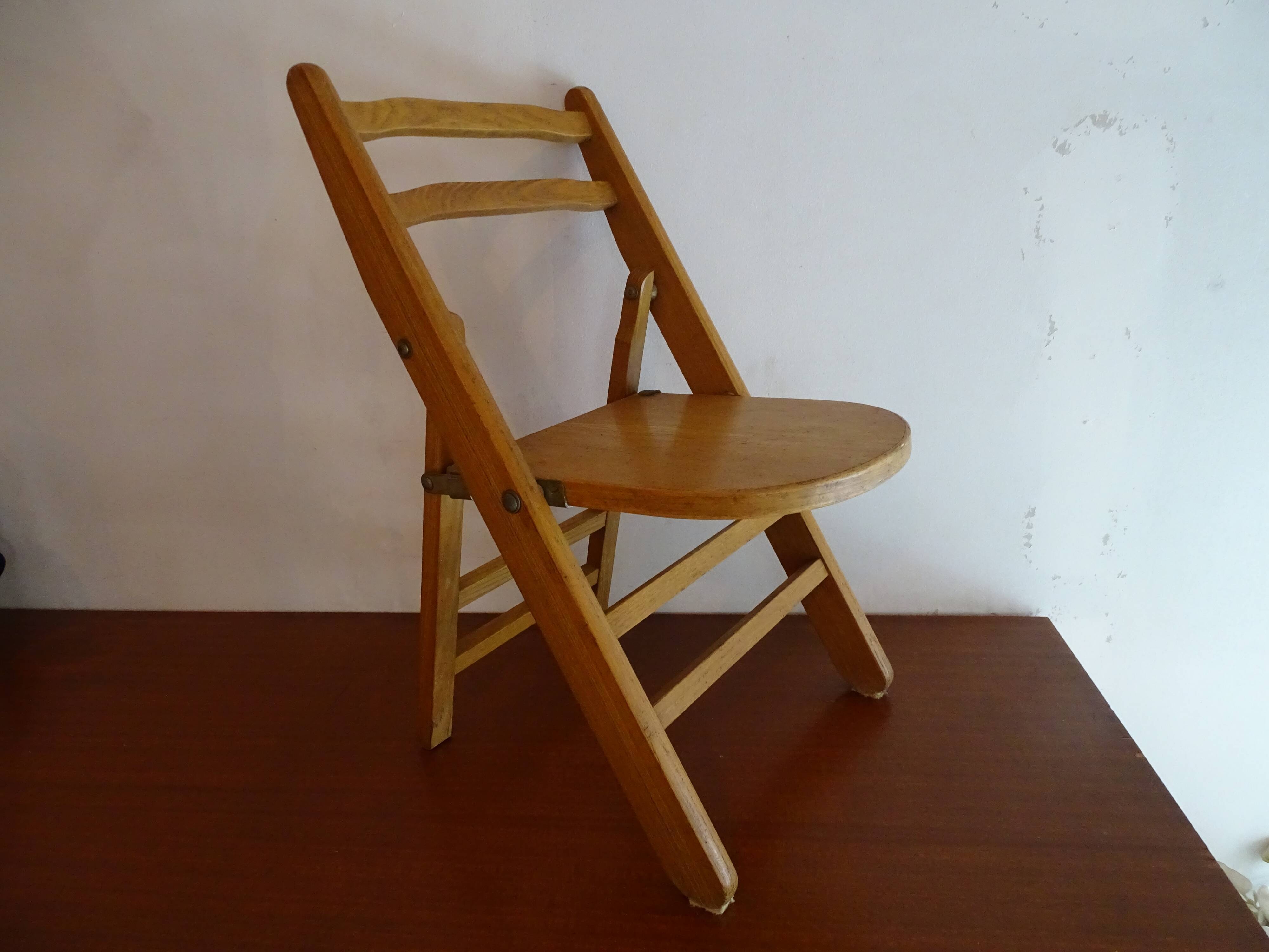 Wooden vintage children's folding chair
