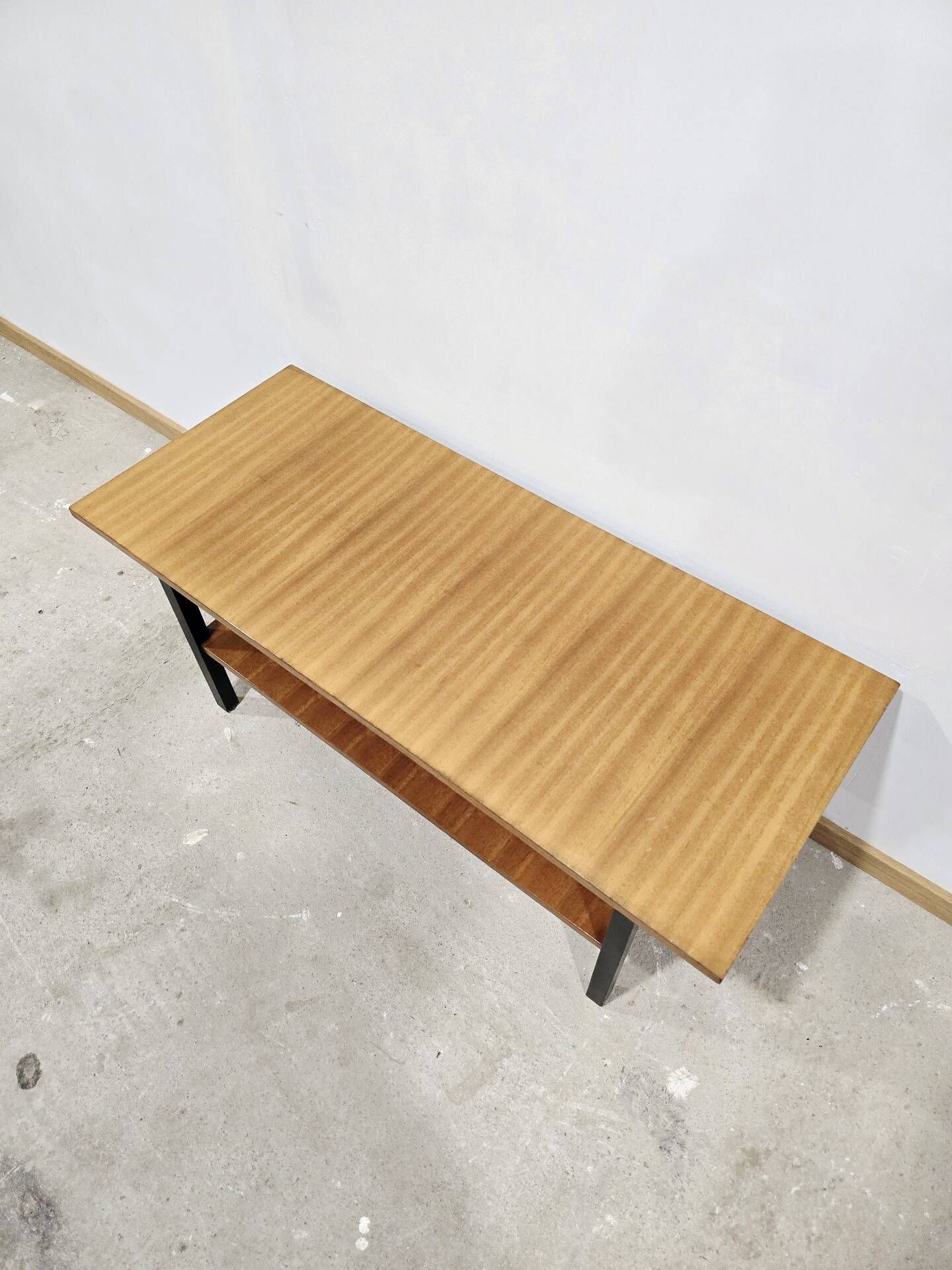 Vintage 1970s Wooden Coffee Table with Lower Shelf – Mid-Century Moder