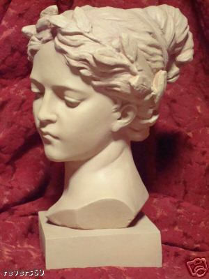 Bust woman art nouveau, patina terracotta beige light